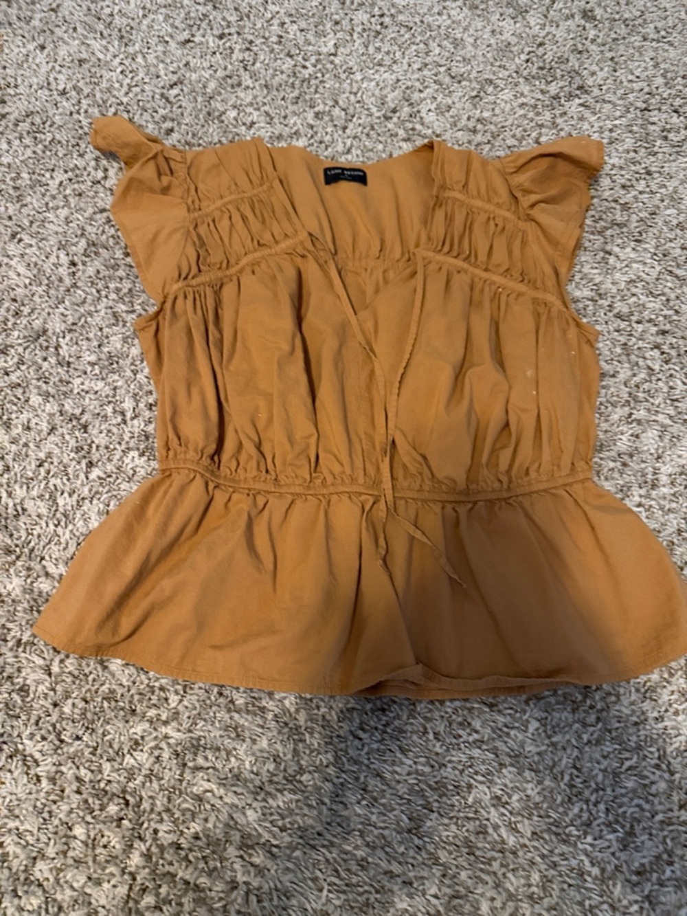 Lane Bryant Mustard Yellow Peplum Ruffle Sleeve Top